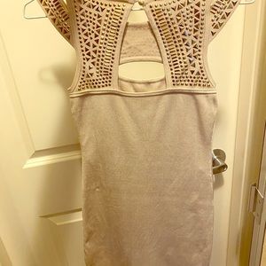 BEBE beige bandage dress